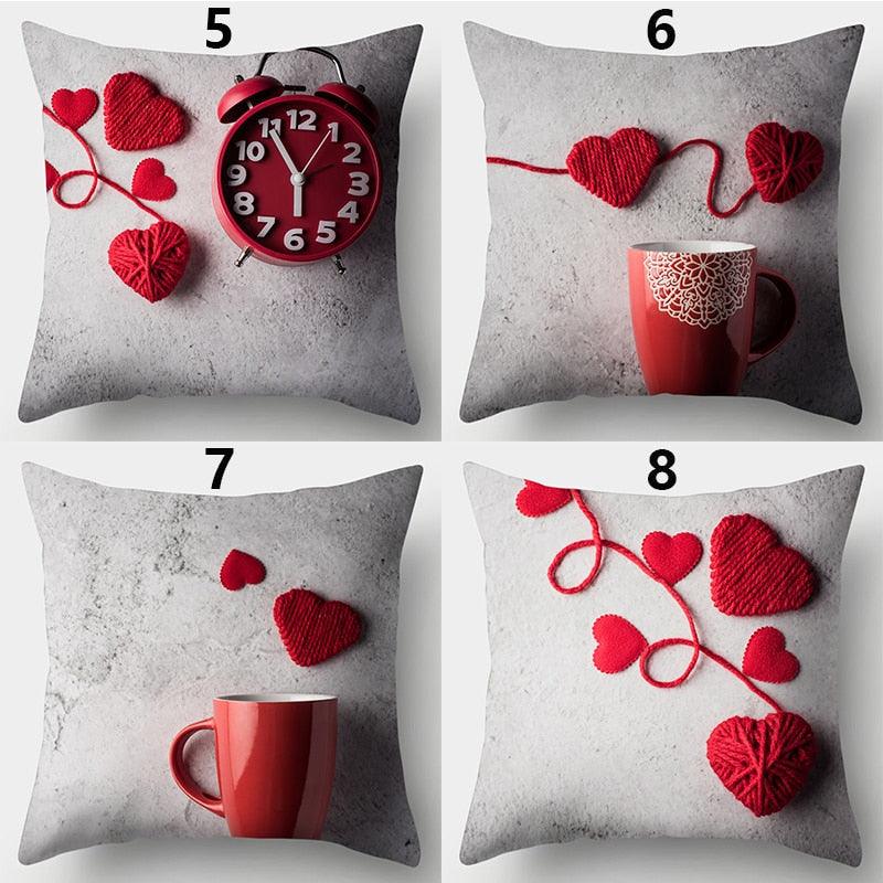 Valentines Day Red Heart And Flowers Pillow Cover Decorative Cushion Case Home Decor Sofa Couch Bedroom Car Flower Pillow Covers Love Pillow Covers Decorative Linen Square Throw Pillow Covers Couple Cushion Cases Home Decor for Sofa Bedroom Car  45x45cm