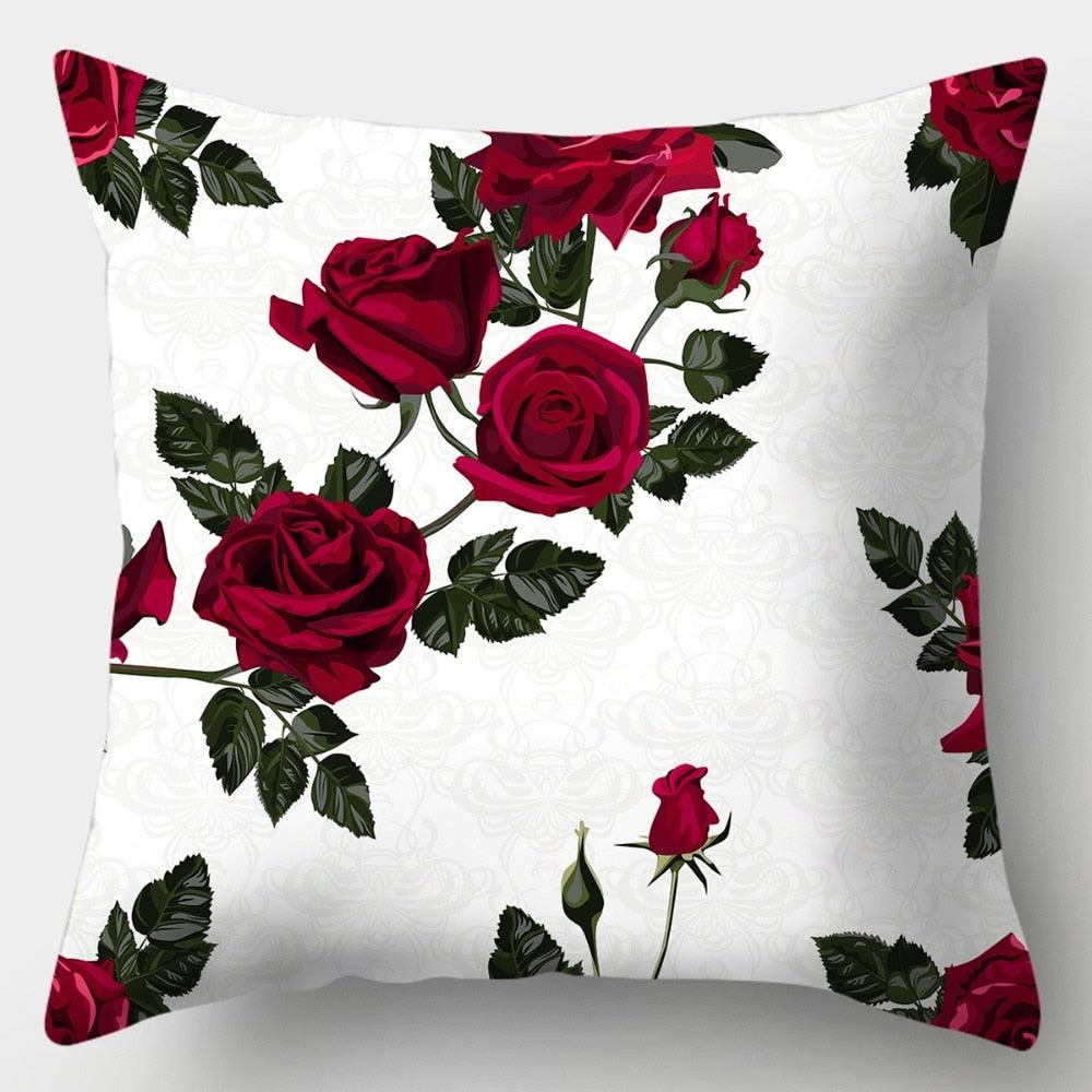 Valentines Day Red Heart And Flowers Pillow Cover Decorative Cushion Case Home Decor Sofa Couch Bedroom Car Flower Pillow Covers Love Pillow Covers Decorative Linen Square Throw Pillow Covers Couple Cushion Cases Home Decor for Sofa Bedroom Car  45x45cm
