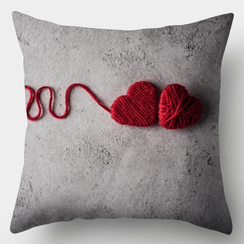 Valentines Day Red Heart And Flowers Pillow Cover Decorative Cushion Case Home Decor Sofa Couch Bedroom Car Flower Pillow Covers Love Pillow Covers Decorative Linen Square Throw Pillow Covers Couple Cushion Cases Home Decor for Sofa Bedroom Car  45x45cm