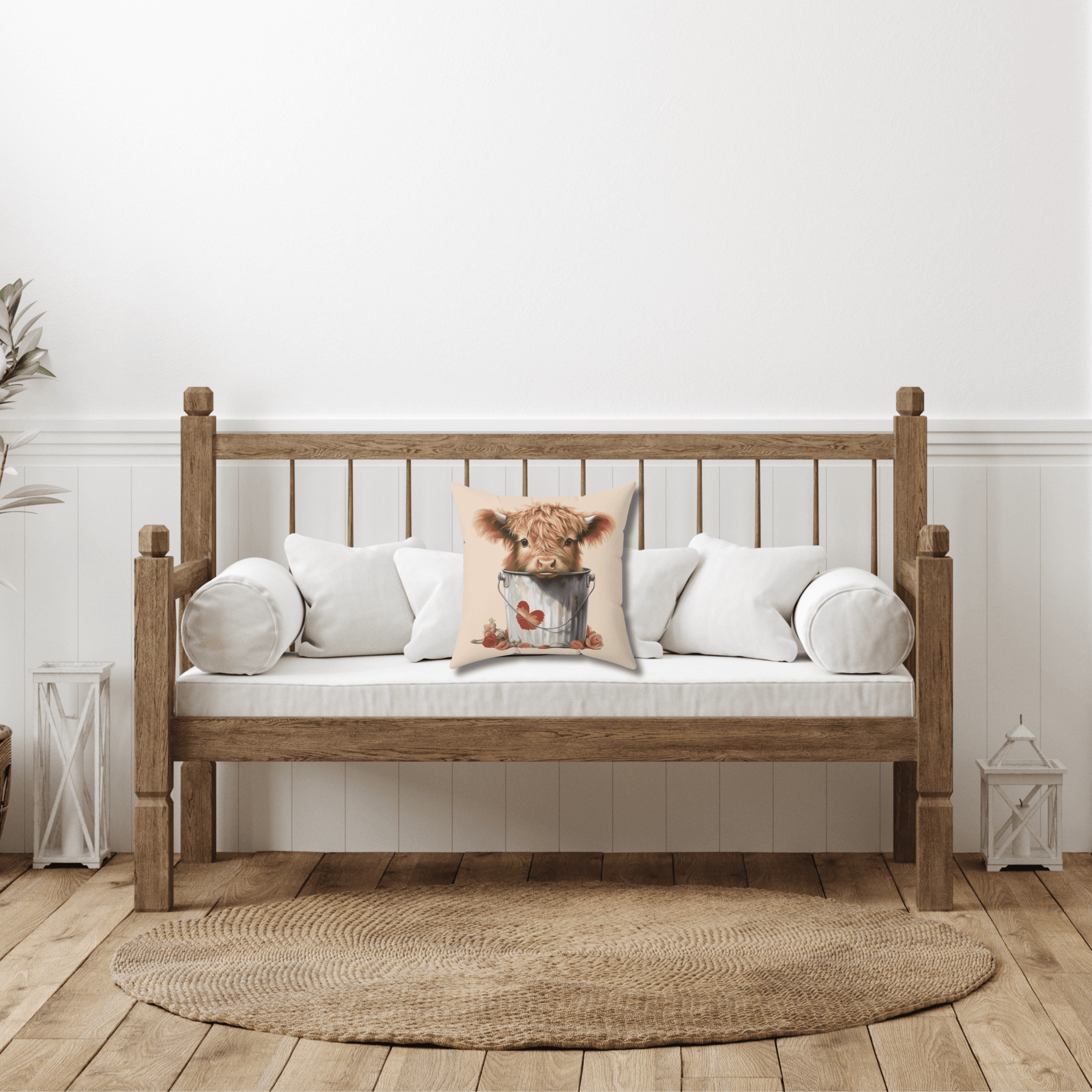 Baby Highland Cow Valentine Pillow