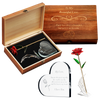 Anniversary, Birthday & Everyday 24K Gold Rose Love Box for Wife, Her, Women - Engraved Wooden Set 'To My Beautiful Love' Inscription, Includes Crystal Heart - For Birthday 1st Anniversaries