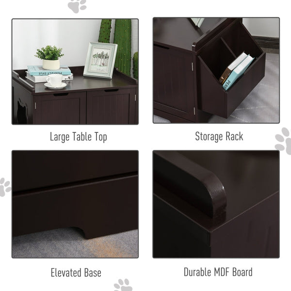 Cat Litter Box Nightstand End Table Enclosure
