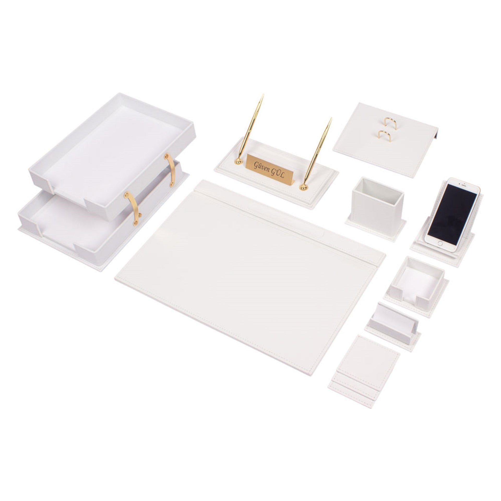 MOOG Luxury Desk Set - Double Document Tray- Brown - 13 PCS