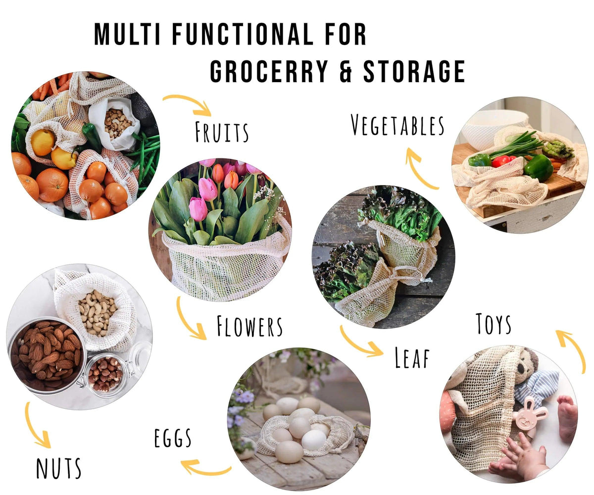 Wholesale -  Mesh Produce Bags - Reusable Produce Bags for Grocery Vegetables