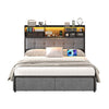 Full LED Bed Frame with LED, USB Charging, Storage Drawers, No Box Spring Needed - Vektaya