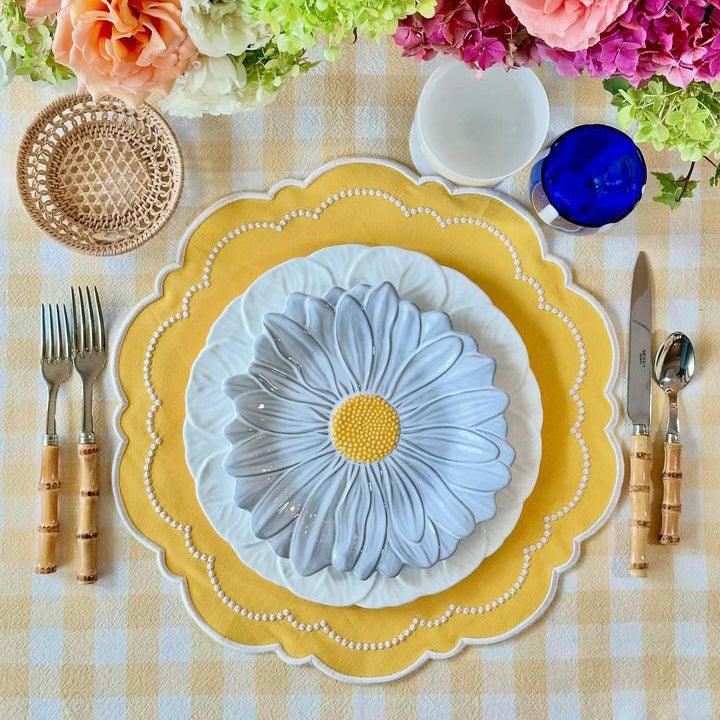 SPRING TABLE DECOR – VELORA YELLOW ROUND FABRIC PLACEMAT