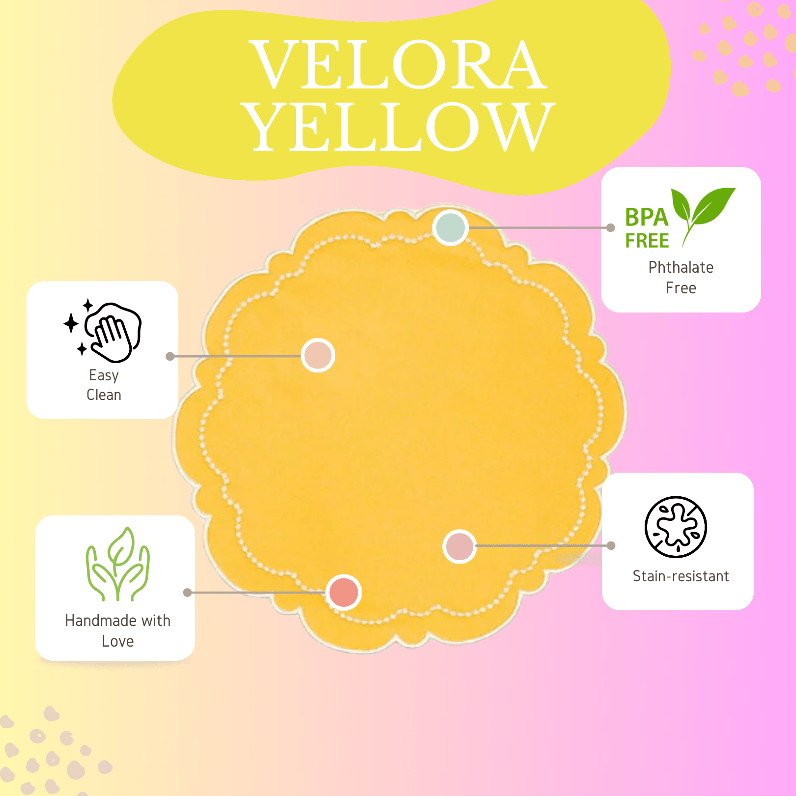 SPRING TABLE DECOR – VELORA YELLOW ROUND FABRIC PLACEMAT