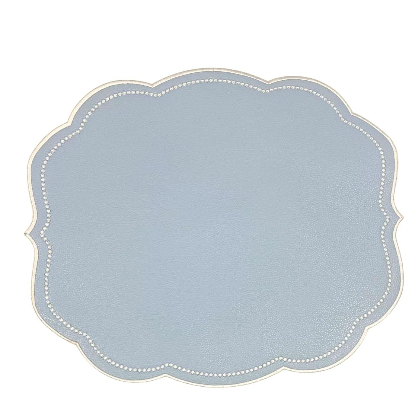 SPRING TABLE DECOR – VELOUR LIGHT BLUE FAUX LEATHER PLACEMAT