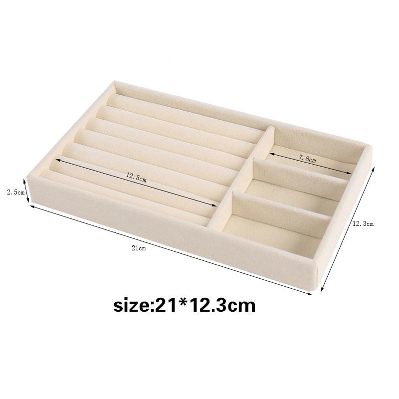 Velvet Jewelry Display Stackable Exquisite Jewelry Holder Portable Ring Earrings Necklace Organizer Box organizer Velvet Drawer Organizer Showcase Jewelry Storage for Bracelet Necklace Earring Ring