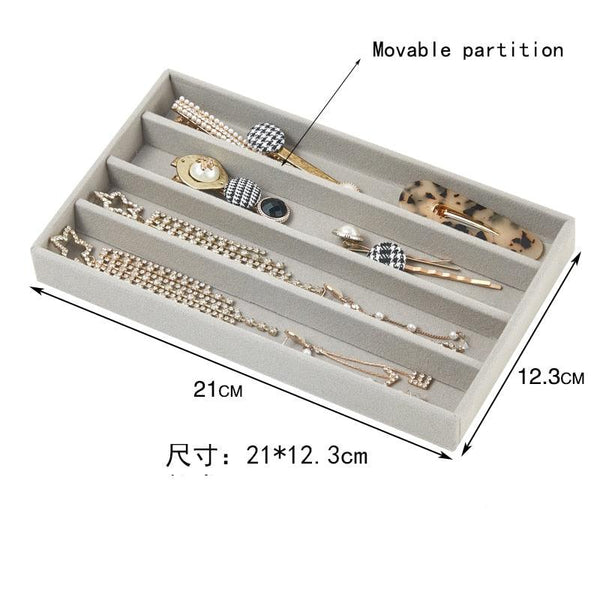 Velvet Jewelry Display Stackable Exquisite Jewelry Holder Portable Ring Earrings Necklace Organizer Box organizer Velvet Drawer Organizer Showcase Jewelry Storage for Bracelet Necklace Earring Ring