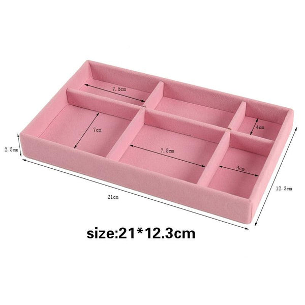Velvet Jewelry Display Stackable Exquisite Jewelry Holder Portable Ring Earrings Necklace Organizer Box organizer Velvet Drawer Organizer Showcase Jewelry Storage for Bracelet Necklace Earring Ring