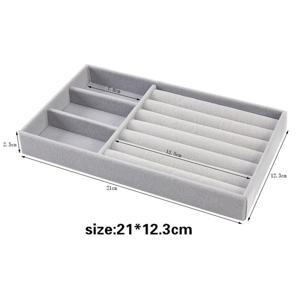 Velvet Jewelry Display Stackable Exquisite Jewelry Holder Portable Ring Earrings Necklace Organizer Box organizer Velvet Drawer Organizer Showcase Jewelry Storage for Bracelet Necklace Earring Ring