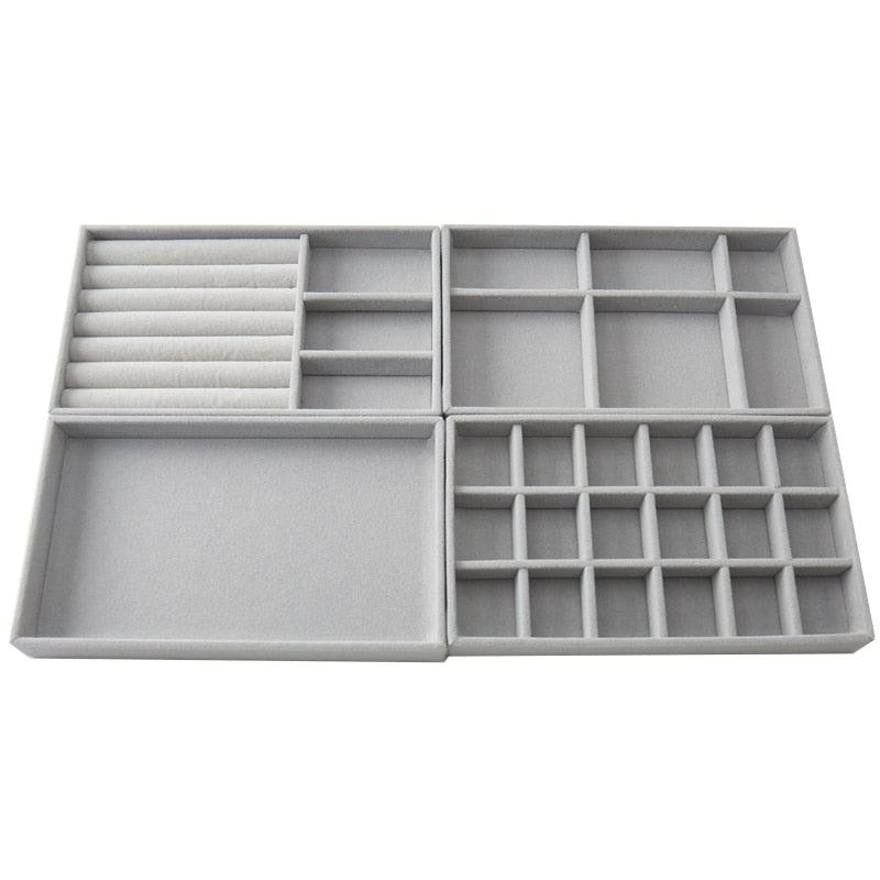 Velvet Jewelry Display Stackable Exquisite Jewelry Holder Portable Ring Earrings Necklace Organizer Box organizer Velvet Drawer Organizer Showcase Jewelry Storage for Bracelet Necklace Earring Ring