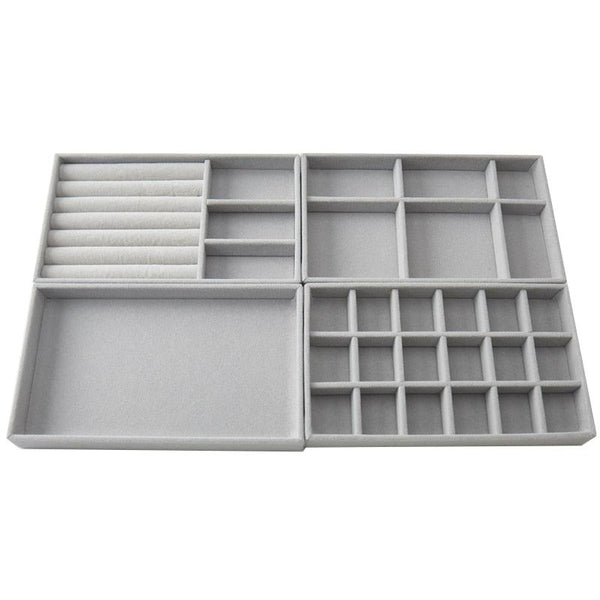 Velvet Jewelry Display Stackable Exquisite Jewelry Holder Portable Ring Earrings Necklace Organizer Box organizer Velvet Drawer Organizer Showcase Jewelry Storage for Bracelet Necklace Earring Ring