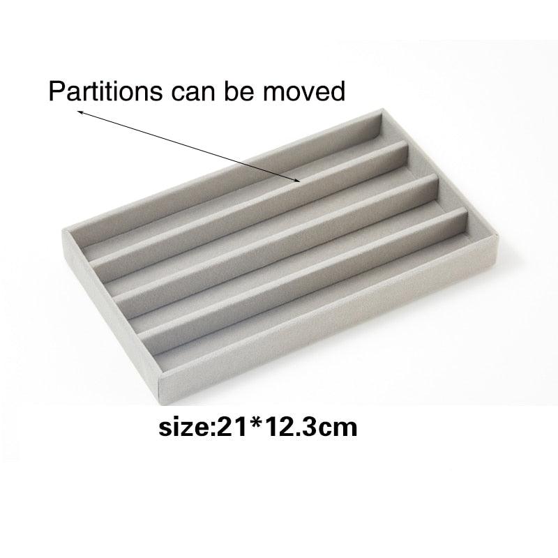 Velvet Jewelry Display Stackable Exquisite Jewelry Holder Portable Ring Earrings Necklace Organizer Box organizer Velvet Drawer Organizer Showcase Jewelry Storage for Bracelet Necklace Earring Ring