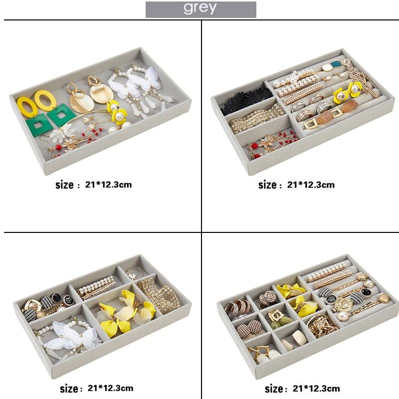Velvet Jewelry Display Stackable Exquisite Jewelry Holder Portable Ring Earrings Necklace Organizer Box organizer Velvet Drawer Organizer Showcase Jewelry Storage for Bracelet Necklace Earring Ring