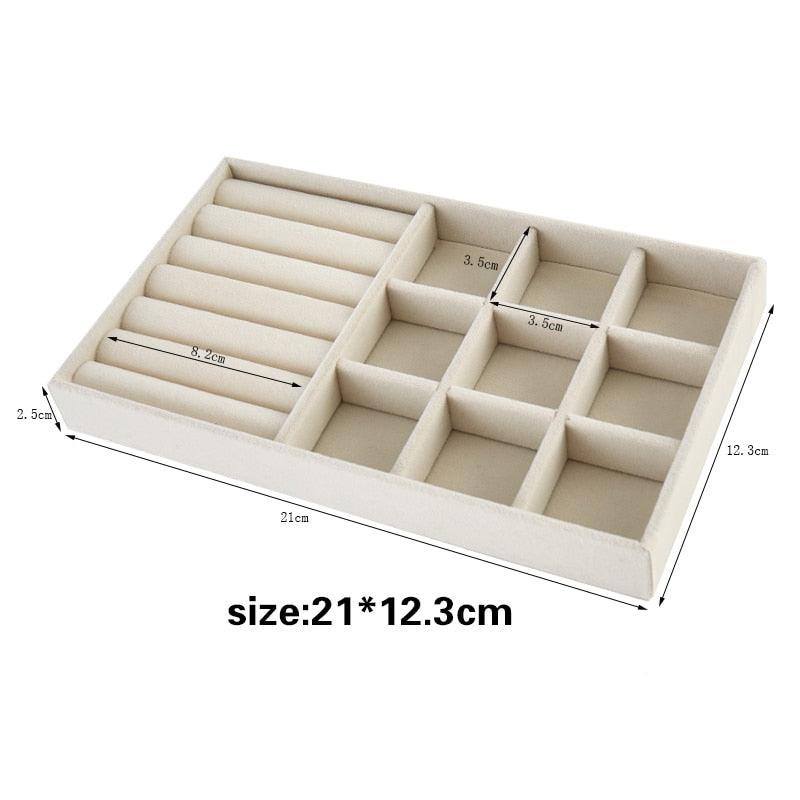 Velvet Jewelry Display Stackable Exquisite Jewelry Holder Portable Ring Earrings Necklace Organizer Box organizer Velvet Drawer Organizer Showcase Jewelry Storage for Bracelet Necklace Earring Ring