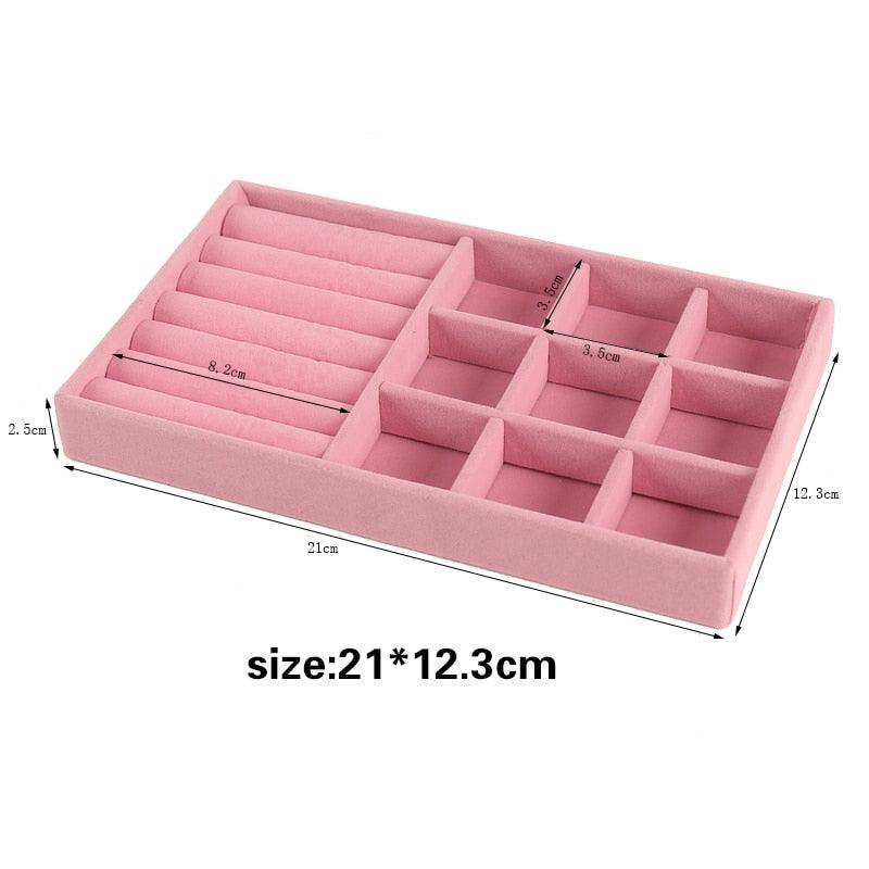 Velvet Jewelry Display Stackable Exquisite Jewelry Holder Portable Ring Earrings Necklace Organizer Box organizer Velvet Drawer Organizer Showcase Jewelry Storage for Bracelet Necklace Earring Ring