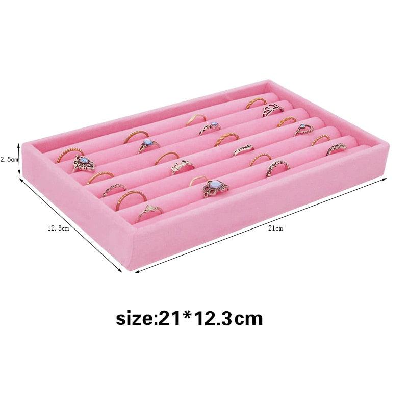 Velvet Jewelry Display Stackable Exquisite Jewelry Holder Portable Ring Earrings Necklace Organizer Box organizer Velvet Drawer Organizer Showcase Jewelry Storage for Bracelet Necklace Earring Ring