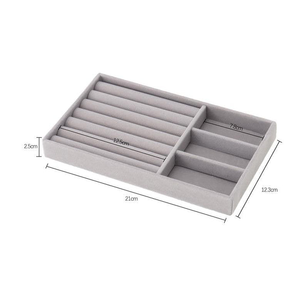 Velvet Jewelry Tray Handicraft Accessories Storage Ring Earring Necklace Finished Product Display Box Grey Beige Organizer Jewelry Storage Organizer Drawer Tray for Necklaces, Rings, Bracelets and Earrings