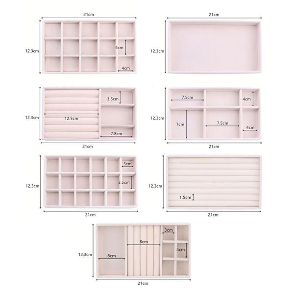 Velvet Jewelry Tray Handicraft Accessories Storage Ring Earring Necklace Finished Product Display Box Grey Beige Organizer Jewelry Storage Organizer Drawer Tray for Necklaces, Rings, Bracelets and Earrings