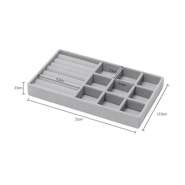 Velvet Jewelry Tray Handicraft Accessories Storage Ring Earring Necklace Finished Product Display Box Grey Beige Organizer Jewelry Storage Organizer Drawer Tray for Necklaces, Rings, Bracelets and Earrings
