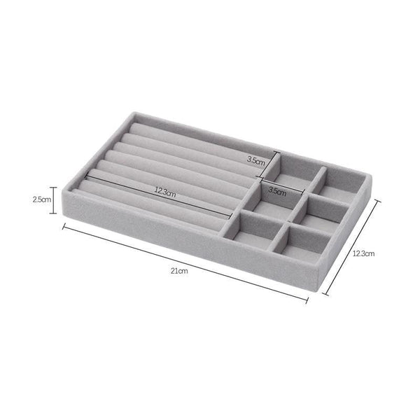 Velvet Jewelry Tray Handicraft Accessories Storage Ring Earring Necklace Finished Product Display Box Grey Beige Organizer Jewelry Storage Organizer Drawer Tray for Necklaces, Rings, Bracelets and Earrings