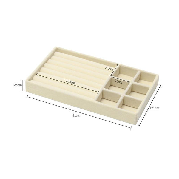 Velvet Jewelry Tray Handicraft Accessories Storage Ring Earring Necklace Finished Product Display Box Grey Beige Organizer Jewelry Storage Organizer Drawer Tray for Necklaces, Rings, Bracelets and Earrings
