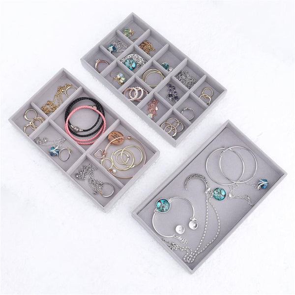 Velvet Jewelry Tray Handicraft Accessories Storage Ring Earring Necklace Finished Product Display Box Grey Beige Organizer Jewelry Storage Organizer Drawer Tray for Necklaces, Rings, Bracelets and Earrings