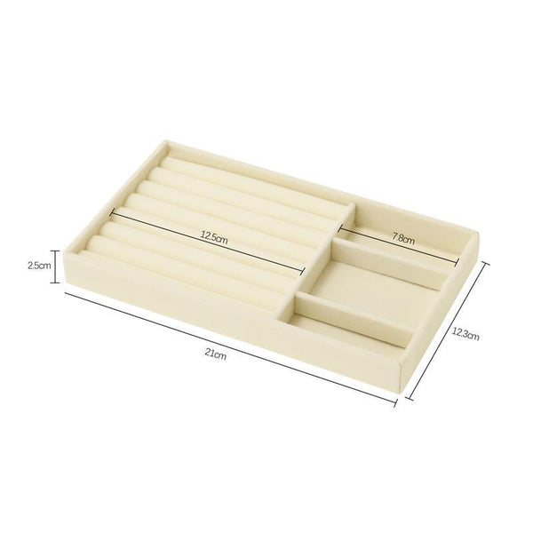 Velvet Jewelry Tray Handicraft Accessories Storage Ring Earring Necklace Finished Product Display Box Grey Beige Organizer Jewelry Storage Organizer Drawer Tray for Necklaces, Rings, Bracelets and Earrings