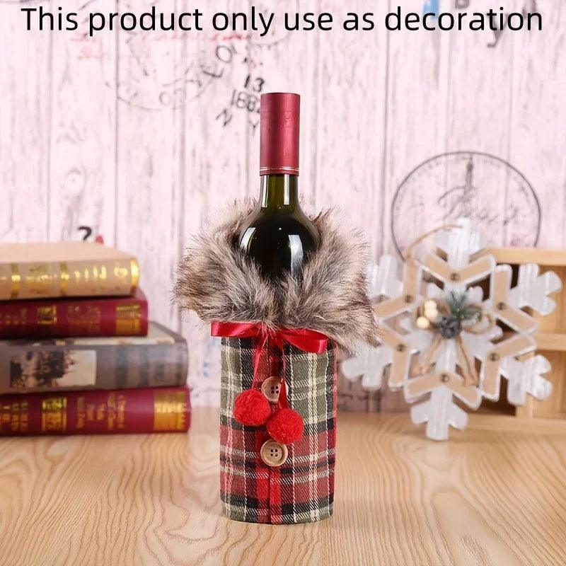 Velvet Red Wine Bottle Cover for Christmas