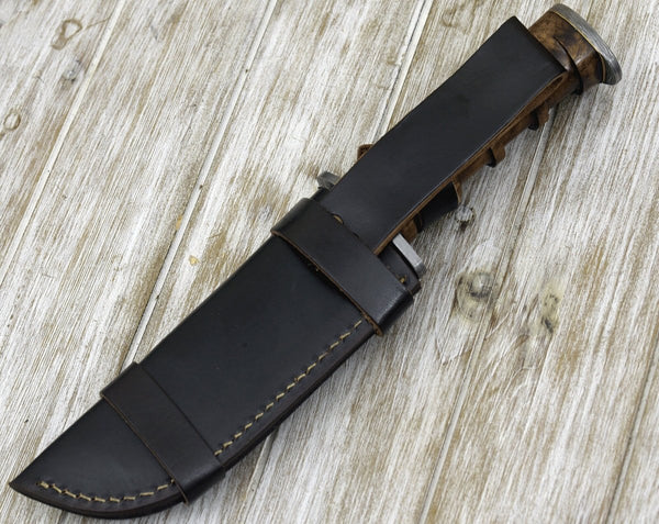 Venomtip Damascus Military Knife with Rosewood Handle