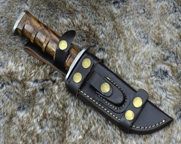 Venomtip Damascus Military Knife with Rosewood Handle - Gifts for You 'n Me