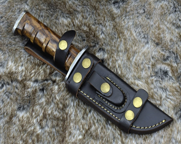 Venomtip Damascus Military Knife with Rosewood Handle