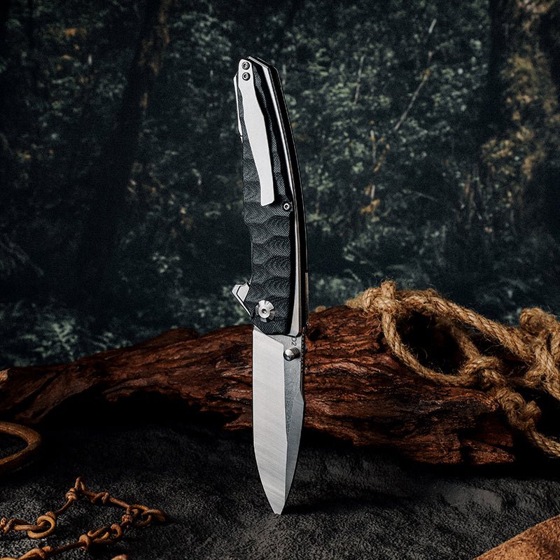 Venture D2 High Carbon Stainless Tool Steel Pocket Knife with Clip & G10 Handle