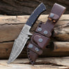 Vesper Damascus Hunting Knife with Exotic Wenge Wood Handle & Sheath