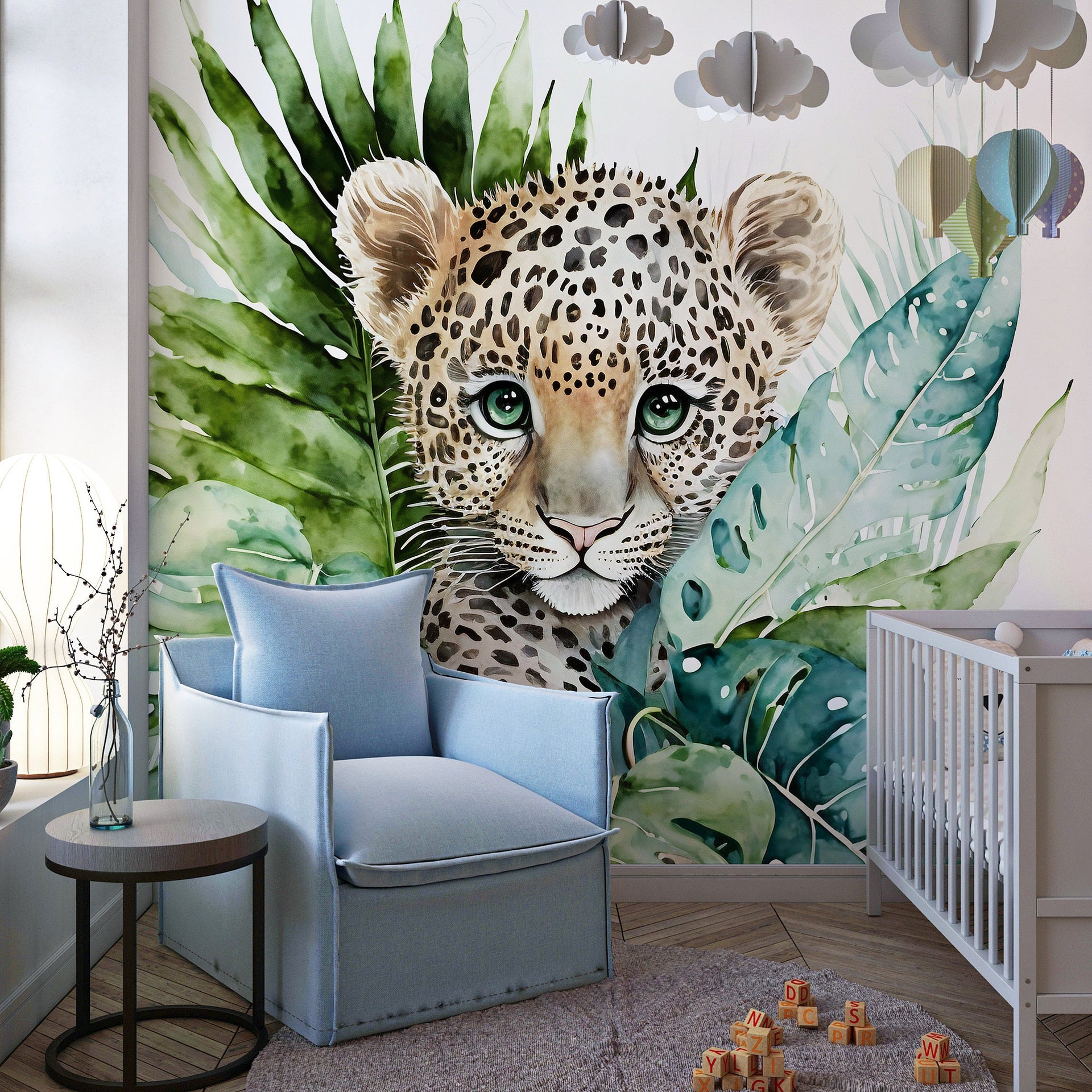 Watercolor Baby Leopard Mural
