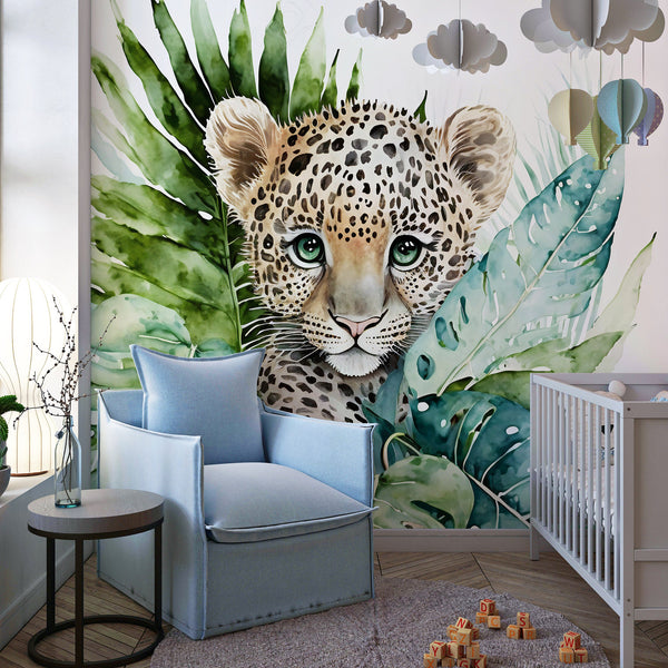 Watercolor Baby Leopard Mural