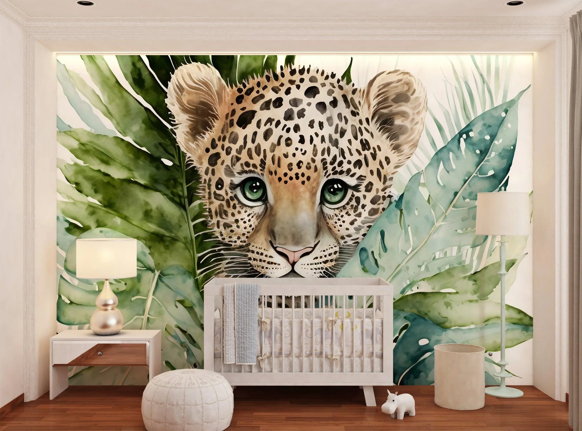 Watercolor Baby Leopard Mural