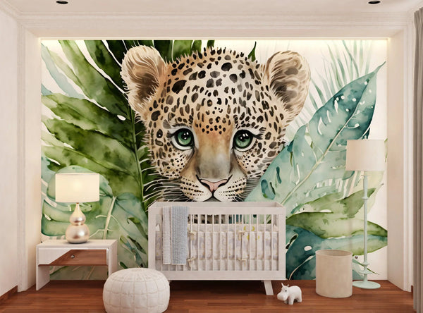 Watercolor Baby Leopard Mural