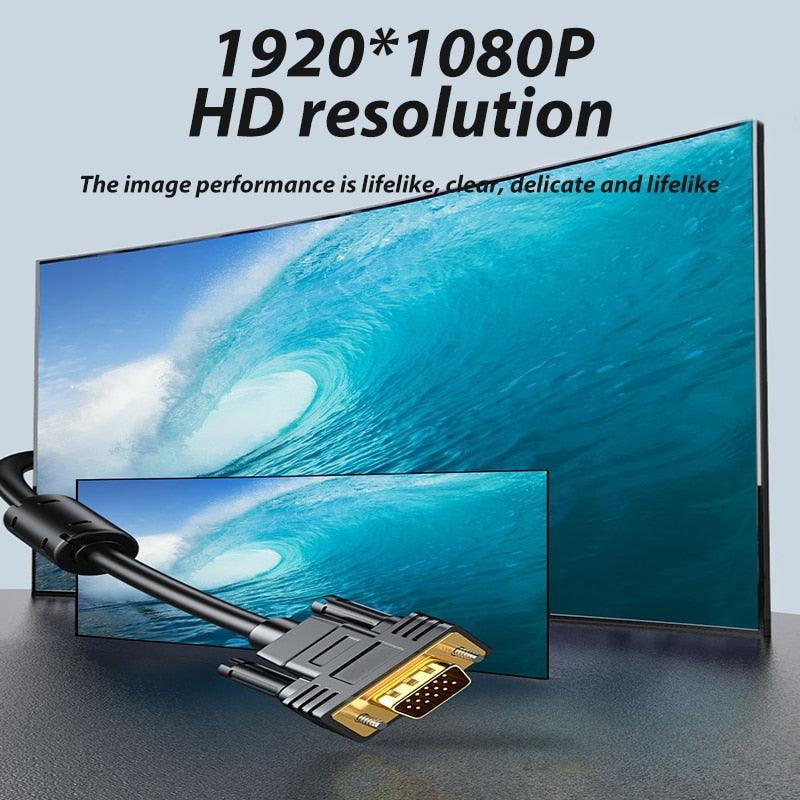 VGA Cable 1080P HD Male To Male Bold Extension Cable Cord Gold Plated Connectors Support 1080P Full HD For Computer Laptop Projector HDTV Monitor