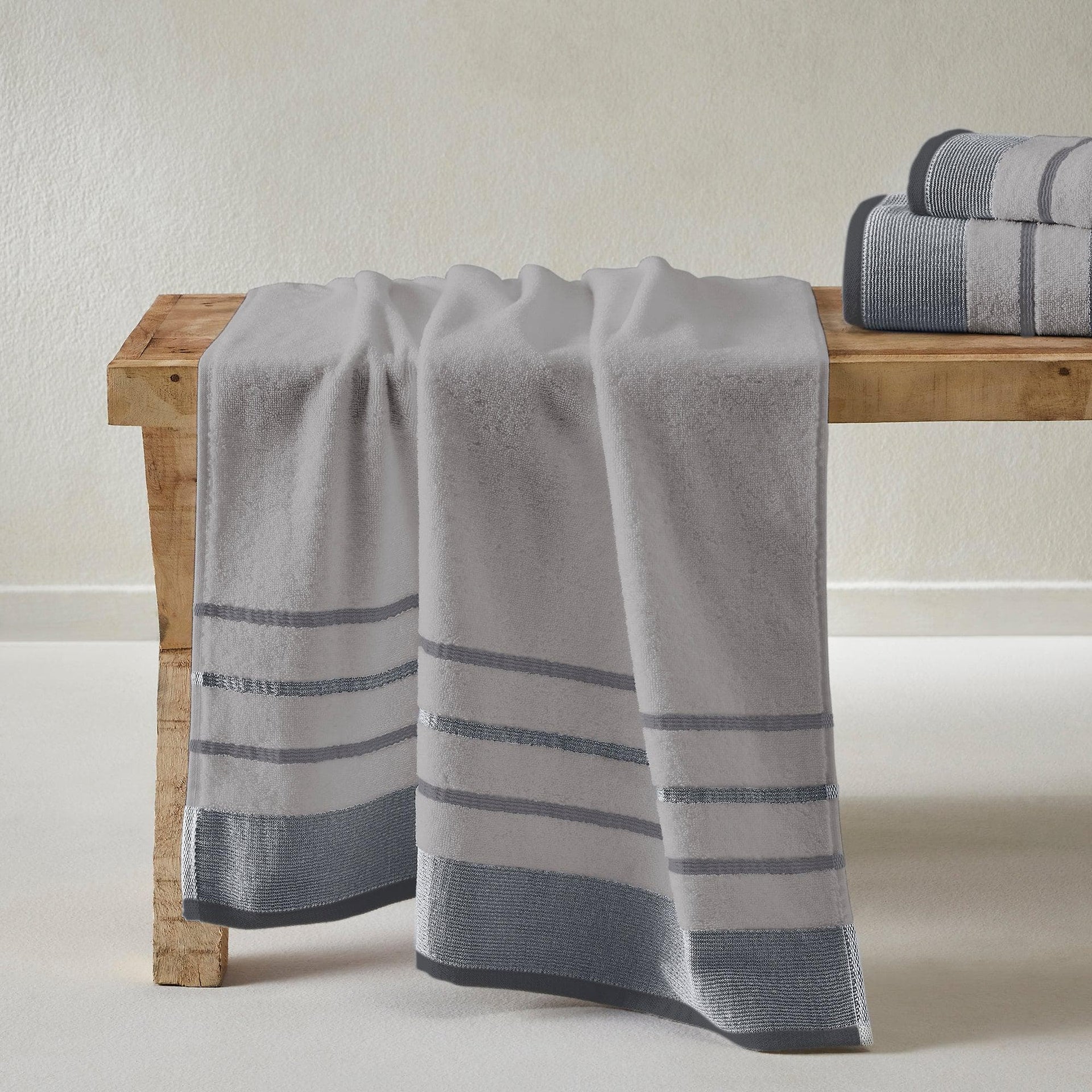 Decorative Cotton Stripe Bath Towel Set - Noelle Collection