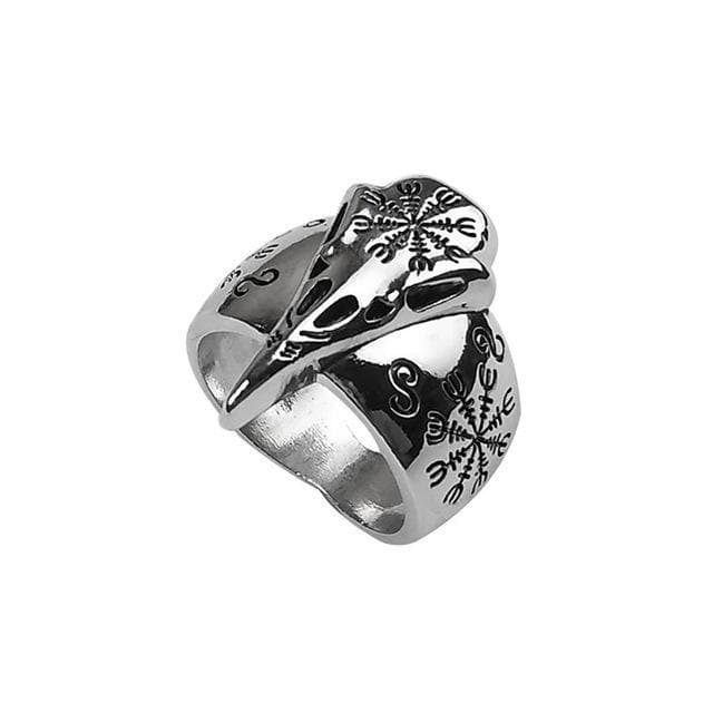 Vikings Aegishjalmur Raven Skull Ring