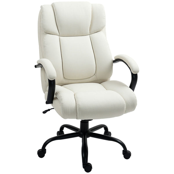 Vinsetto High Back Office Desk Chair, 485lbs Heavy Duty Desk Chair with Swivel Wheels, Cream White