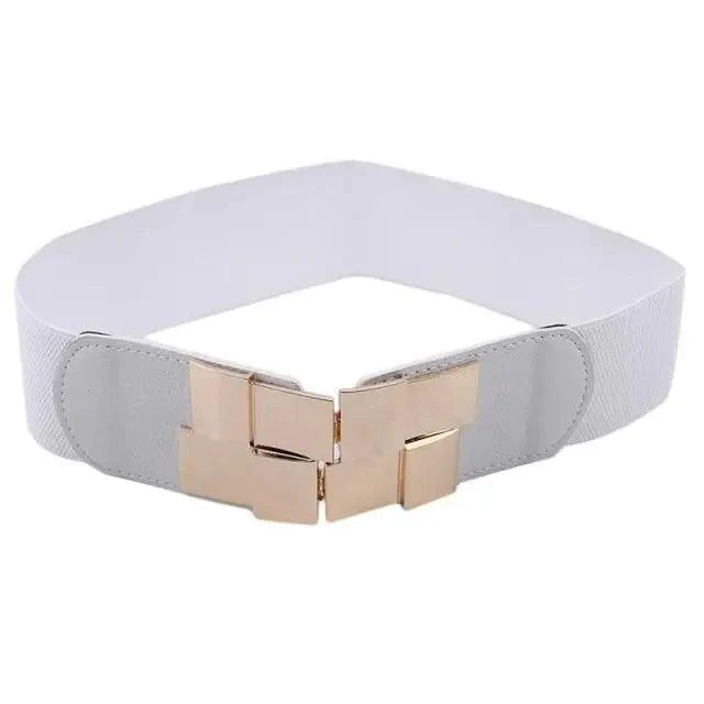 Vintage Black Square Elastic Buckle Belts Elegant Design High Quality Party Dress Waist Belt Cute Women Gift