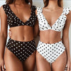 Vintage Black White Bikini High Waist Swimwear Push Up Bikini Swimsuit For Women Underwire Bikini Top Ruffle Padded Two Piece Bathing Suits Teen Girls Women Push Up Swimsuit Ruffle Dot Swimsuit Bikini Summer Beach Wear