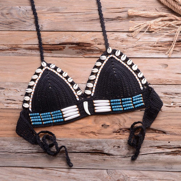 Vintage Blue Bikinis 2 Piece Halter Bikini Set Women High Waist Sequin Swimsuit  Set Handmade Crochet High Quality Swimsuit Women Push Up Swimwear Knitted Beach Wear Bathing Suit