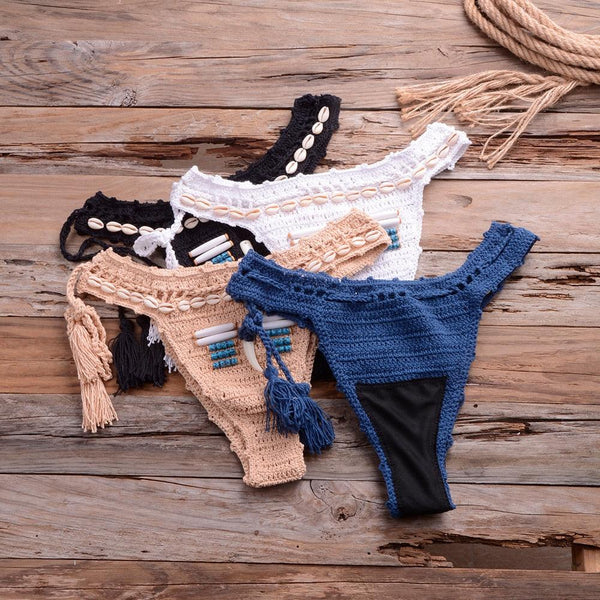 Vintage Blue Bikinis 2 Piece Halter Bikini Set Women High Waist Sequin Swimsuit  Set Handmade Crochet High Quality Swimsuit Women Push Up Swimwear Knitted Beach Wear Bathing Suit
