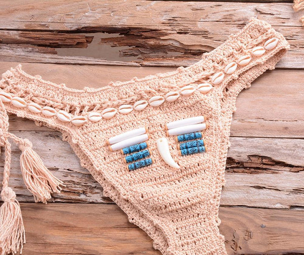 Vintage Blue Bikinis 2 Piece Halter Bikini Set Women High Waist Sequin Swimsuit  Set Handmade Crochet High Quality Swimsuit Women Push Up Swimwear Knitted Beach Wear Bathing Suit