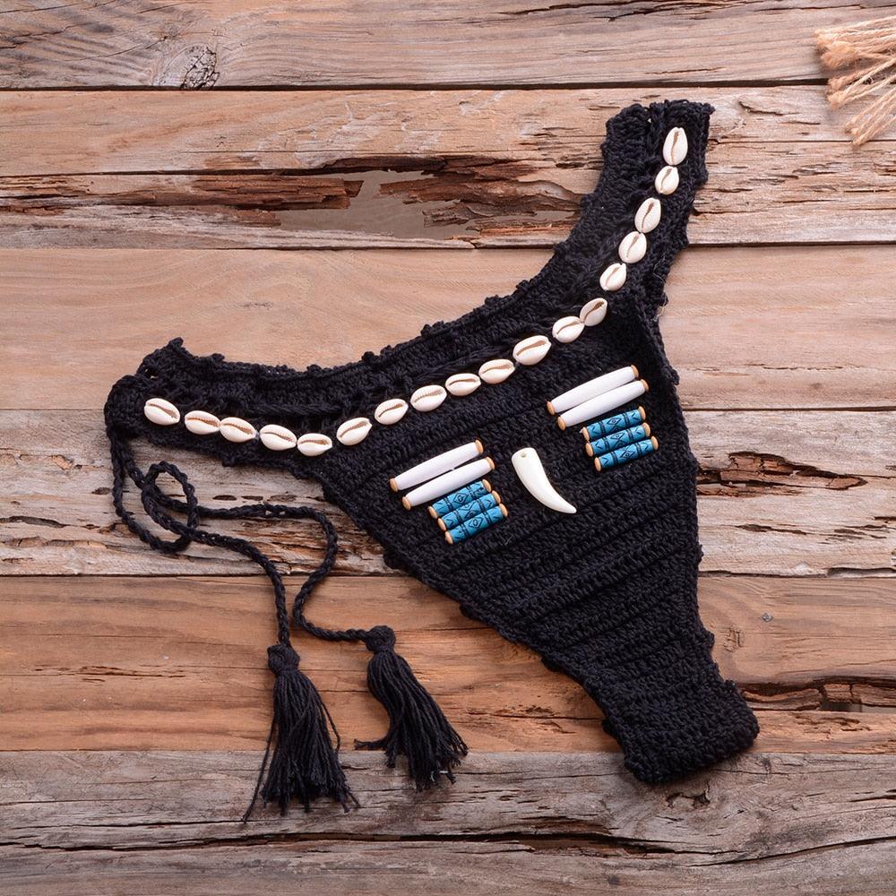 Vintage Blue Bikinis 2 Piece Halter Bikini Set Women High Waist Sequin Swimsuit  Set Handmade Crochet High Quality Swimsuit Women Push Up Swimwear Knitted Beach Wear Bathing Suit